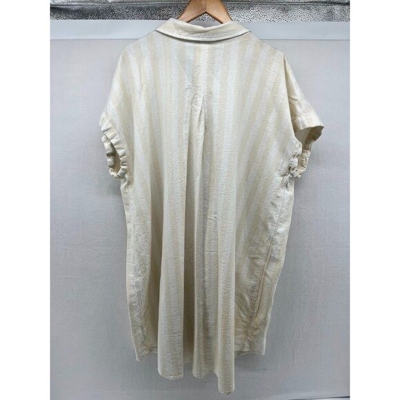 Wonderly Women's Plus Size 3X Shirt Dress White/Tan Vertical Stripes - Picture 4 of 5